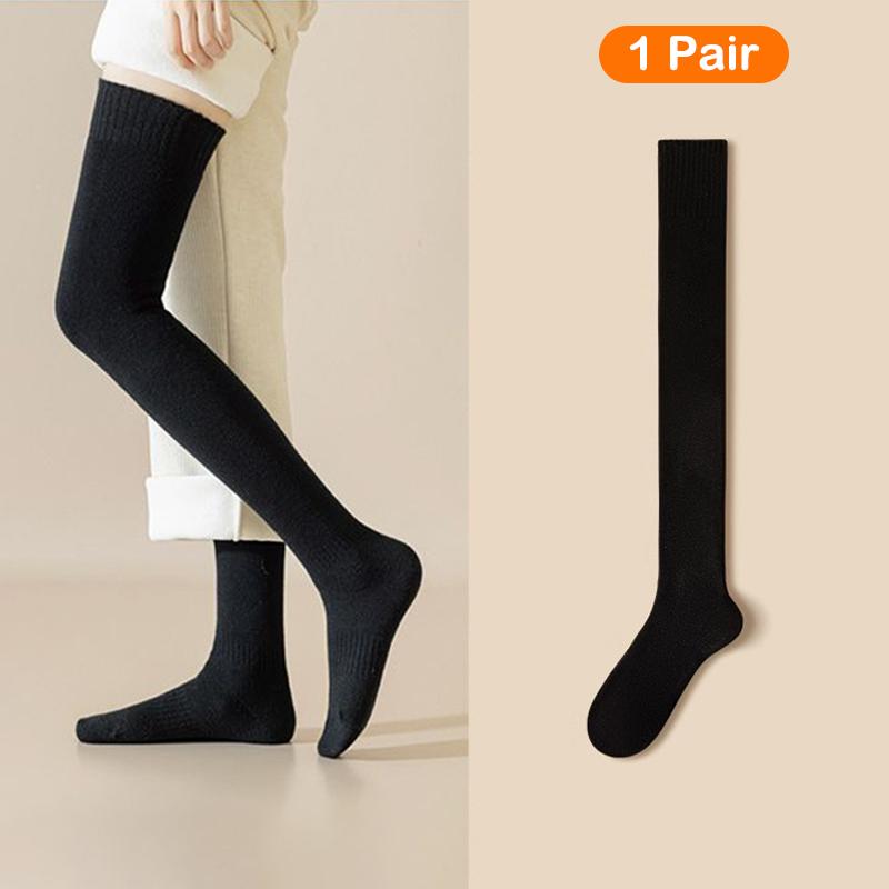 Winter Thigh High Socks For Women Fleece Lined Warm Over Knee Socks Non Slip Long Socks Jk Stockings