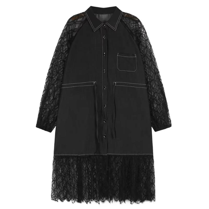 

Xitao Лоскутное кружевное клетчатое платье с вырезом GMM1187 One Size чёрный