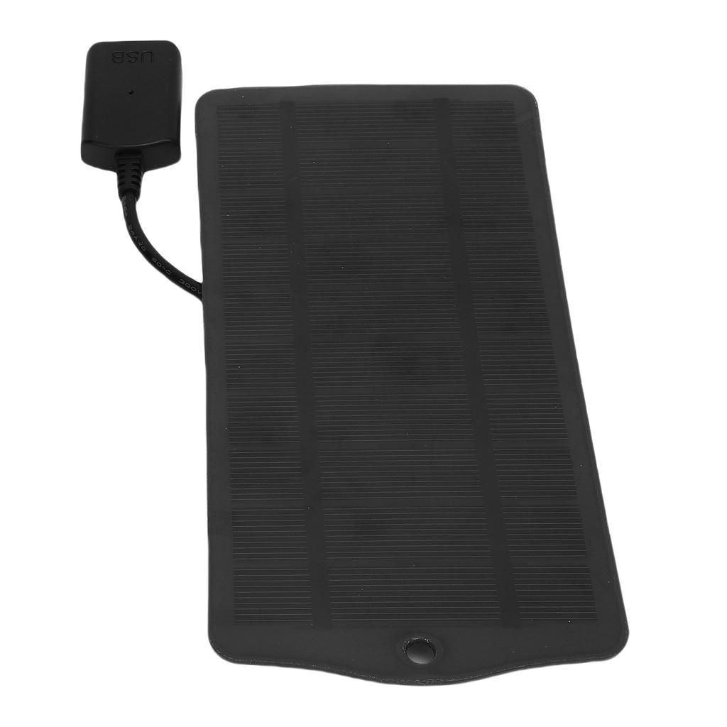 5W Monocrystalline Solar Panel USB Solar Charger Solar Phone Charger for Outdoor Camping Travel Black