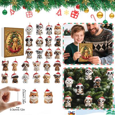 2D Flat Acrylic Mystery Box 24pcs Pendant With Airplane Box Funny Christmas Countdown Calendar