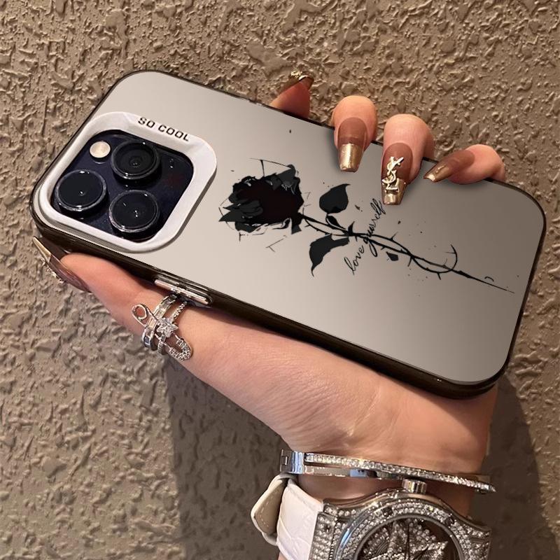 ins simple rose for Apple 15promax mobile phone case creative iPhone16E13 personality 14 women