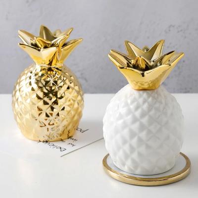Keramik Keramik Ananas Sparschwein Goldene Bohnen Behälter Nordischer Stil Spar Geldbehälter Vergoldung Schreibtisch Dekoration Geldtopf Erwachsene