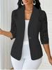 Women's Lapel Three‑Quarter Sleeve Blazer Slim Fit Elegant Lace Splicing Single Button Jacket