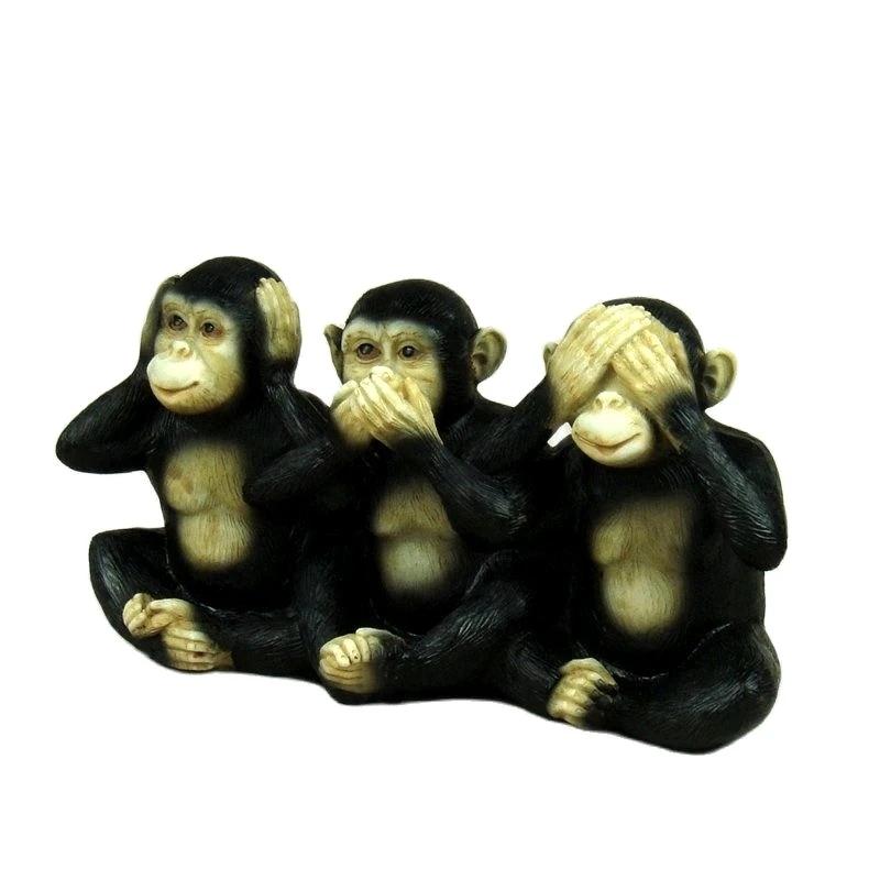 Lovely Chimpanzee Figurine Handmade Polyresin Ape Brothers Miniature Home Decor Art and Craft Wild Animal Ornament Gift