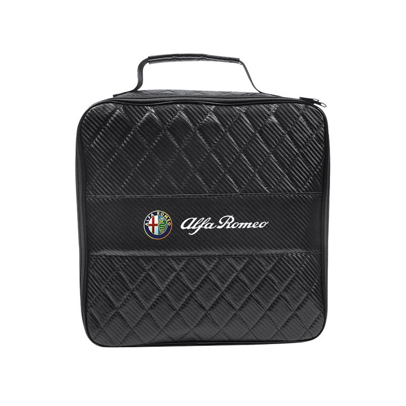 

Car Leather Storage Bag High-capacity Auto Trunk Handbag For Alfa Romeo 156 159 147 4C 8C 166 Giulia Giulietta Mito Stelvio вуглецевого волокна, чорного кольору