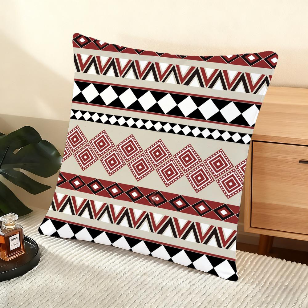 Geometric Patterns Cushion Cover Soft Short Plush Pillow Cover Smooth Cozy Texture Aesthetic Cushion Case Home Decor