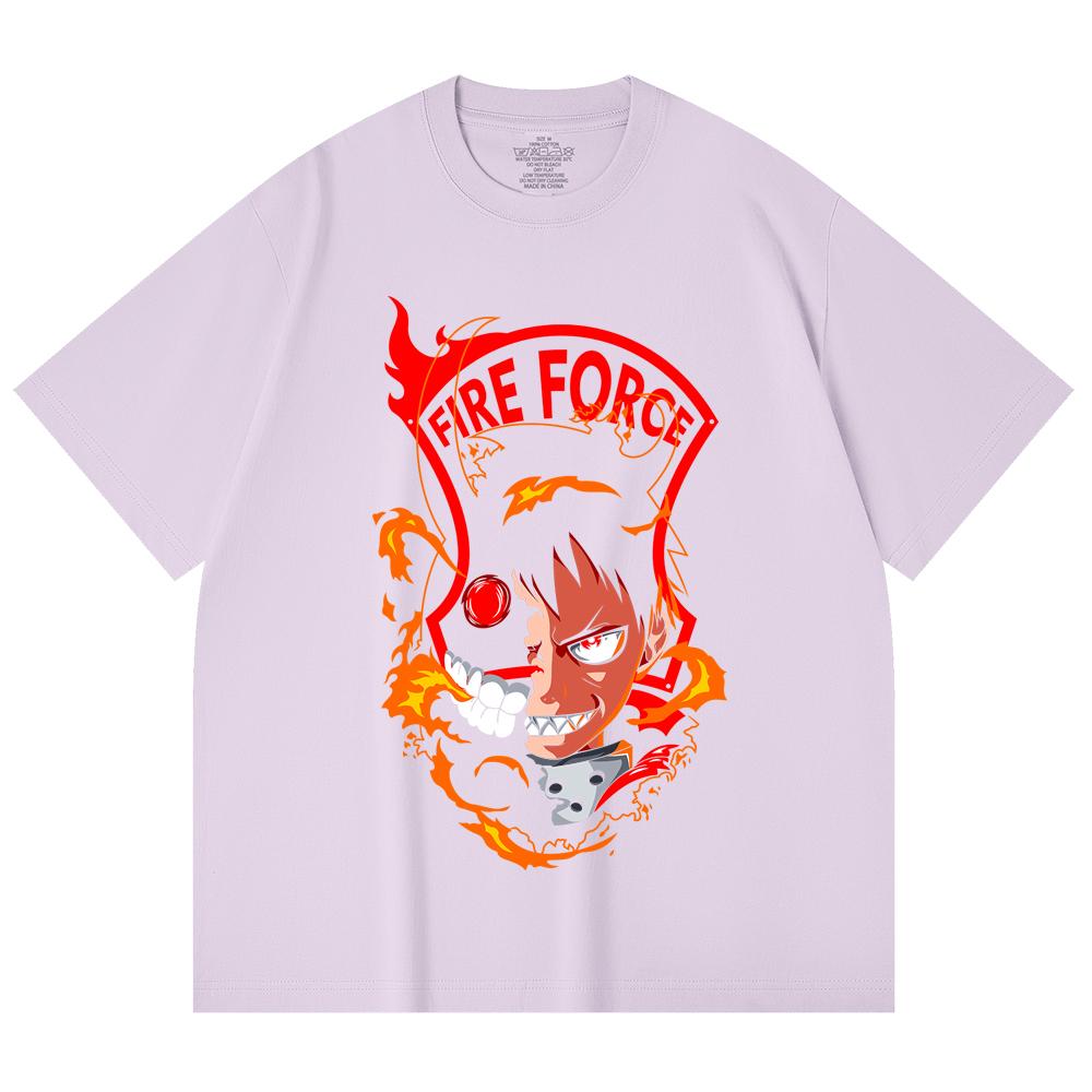 230 Gsm 100% Cotton Fire Force V1 Shinra Print Unisex Heavy Cotton T Shirt