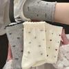Floral White Socks - Breathable Mid-calf Socks Suitable for Spring and Autumn, Cute Frilly Socks with Multiple Layers, Summer Lightweight Long Socks