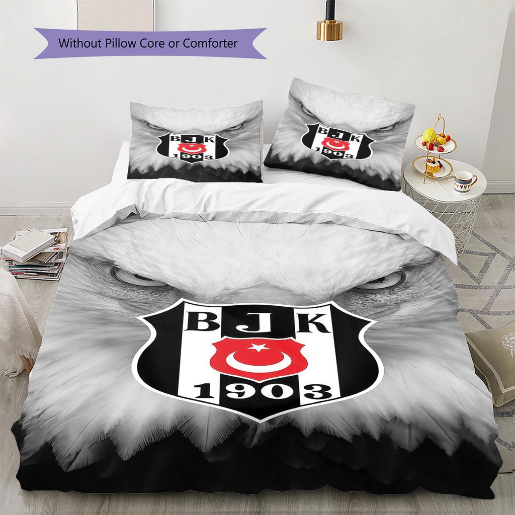 Besiktas Turnverein Muster Bettwäsche, Steppbett Set Bettbezug Kissenbezug Zuhause Geburtstagsgeschenk(1 Bettbezug + 2 Kissenbezüge, ohne Füllung)