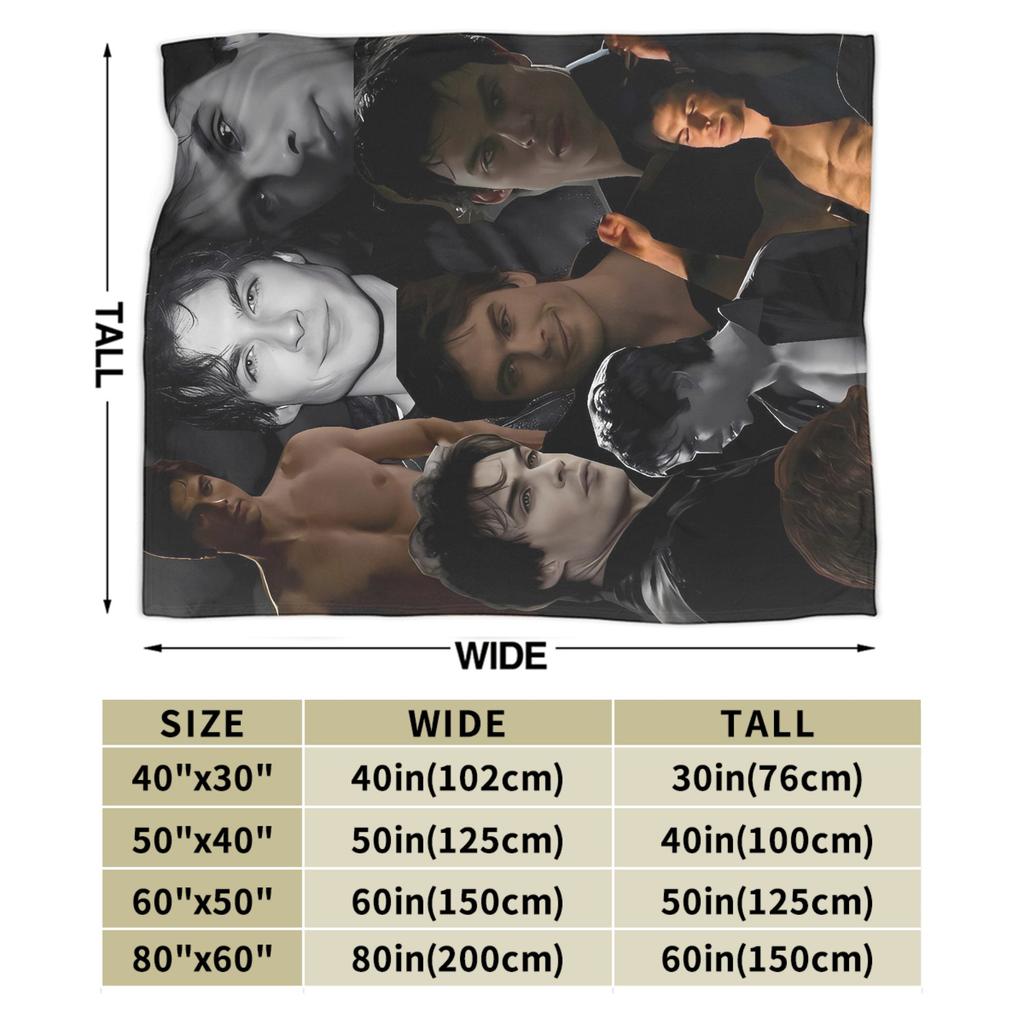 The Vampire Diaries Damon Salvatore Horror Blanket Airplane Travel Flannel Throw Blanket For Outdoor Warm Soft Design Quality