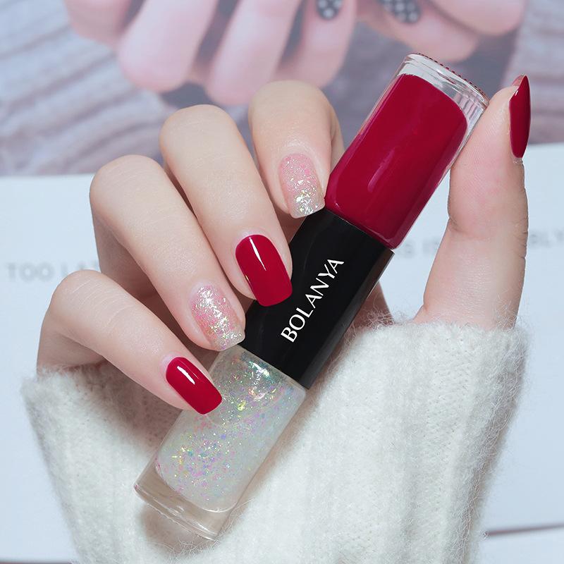 2-in-1-Nagellack mit zwei Enden, auf Ölbasis, schnelltrocknend, keine UV-Lampe erforderlich, lang anhaltender, splitterfester Nagellack