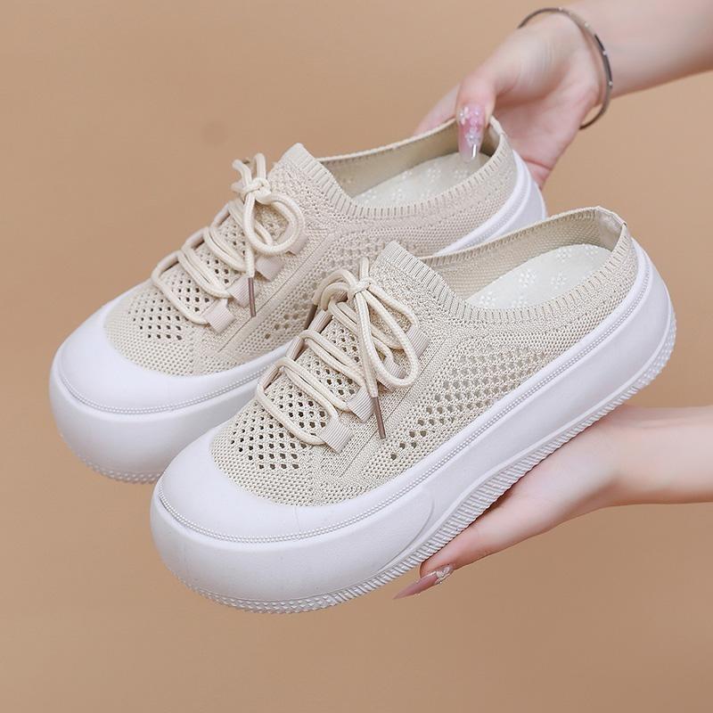 New Feizi Breathable Casual Women's Shoes with Soft Soles Versatile Women's Half-slippers and Durable Single Shoes