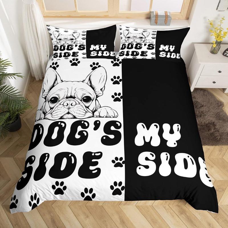 French Bulldog Duvet Cover Set Cute Animal Modern Decorative 3 Piece Bedding Set With 2 Pillowcase Dog Pattern Comforter Covers