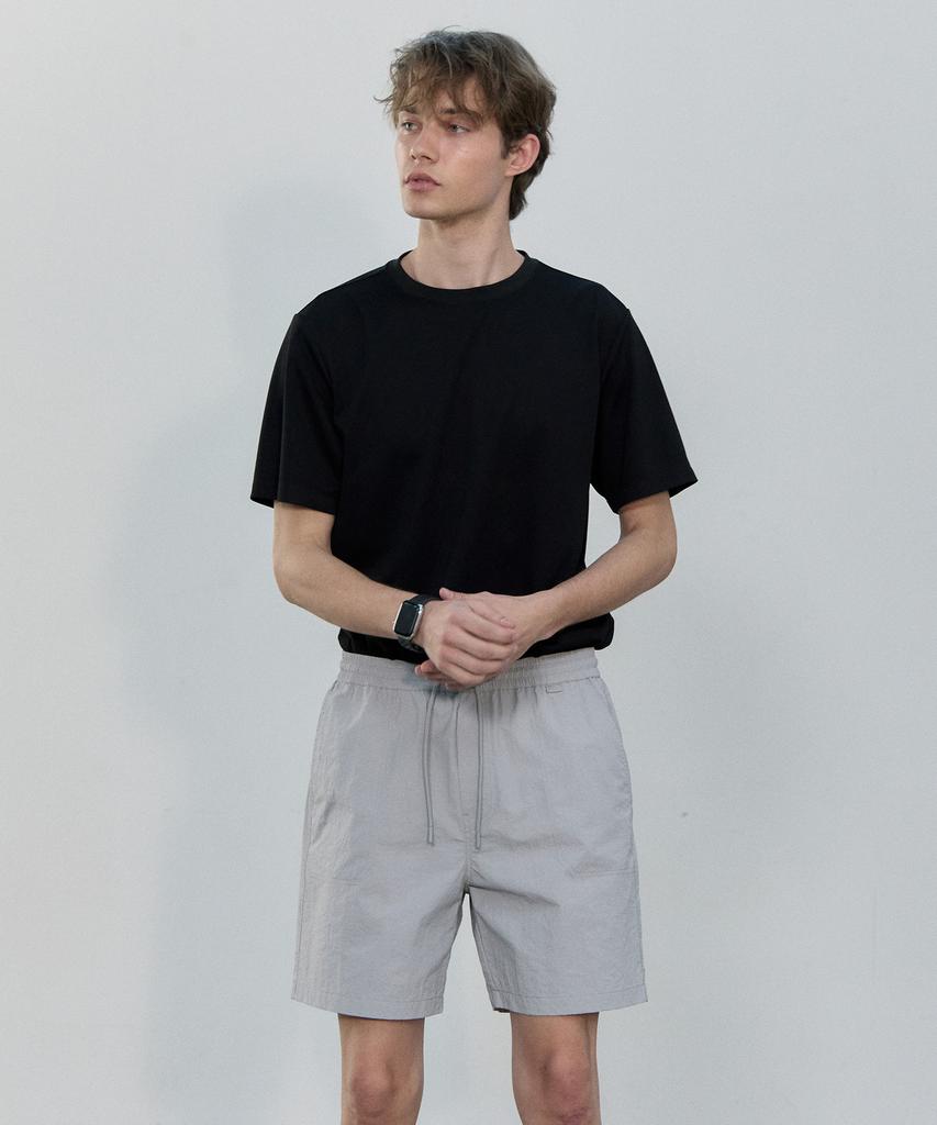 BASIC HOUSE Uni Nylon String Band Half Pants Light Grey Lzhp3103