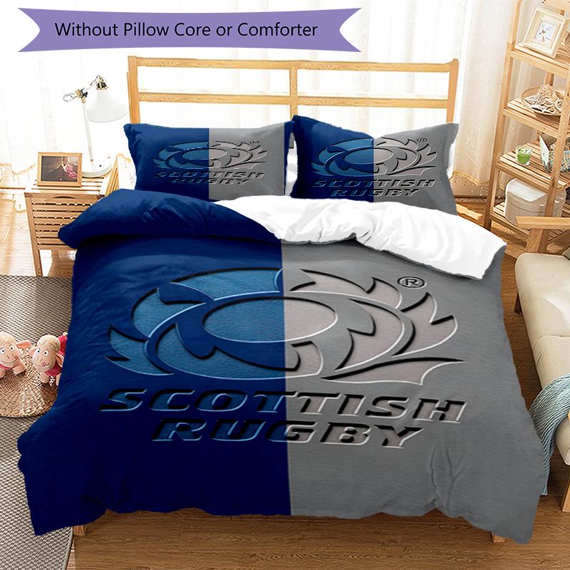 3pcs Scotland Rugby Bedding Set Duvet Cover Closure Includes 1 Duvet Cover & 2 Pillowcases, Soft and Comfortable for All Seasons.