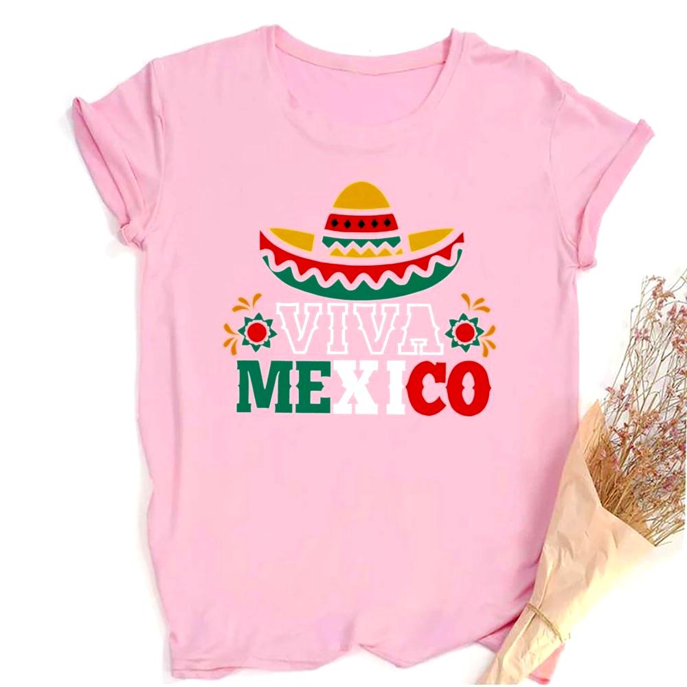 Viva Mexico Graphic Printed Crew Neck Tee Womens Mexico Flag Graphic TShirt Independence Day Ladies Casual TShirts