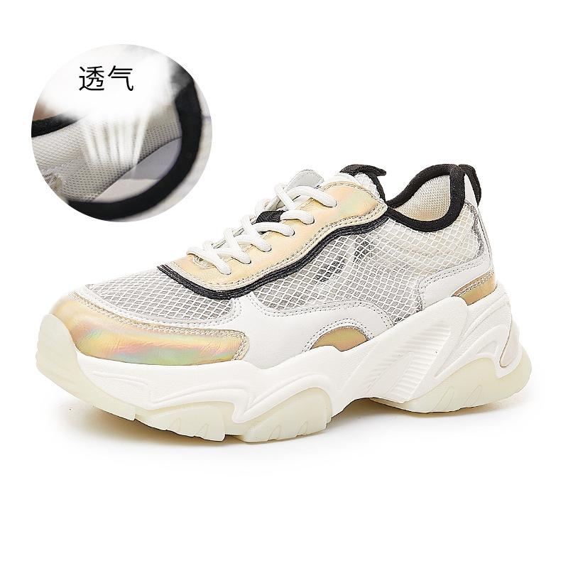 

Film-absorbing sole leather women s shoes 2025 new spring and summer casual breathable sports thick-soled shallow mouth dad shoes women s singl 40