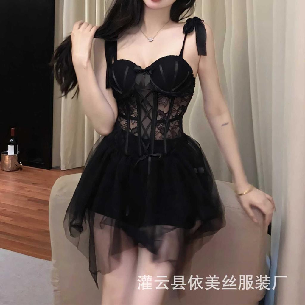 Sex underwear pure desire wind mesh perspective plus chest pad steel ring gathering sling 9216