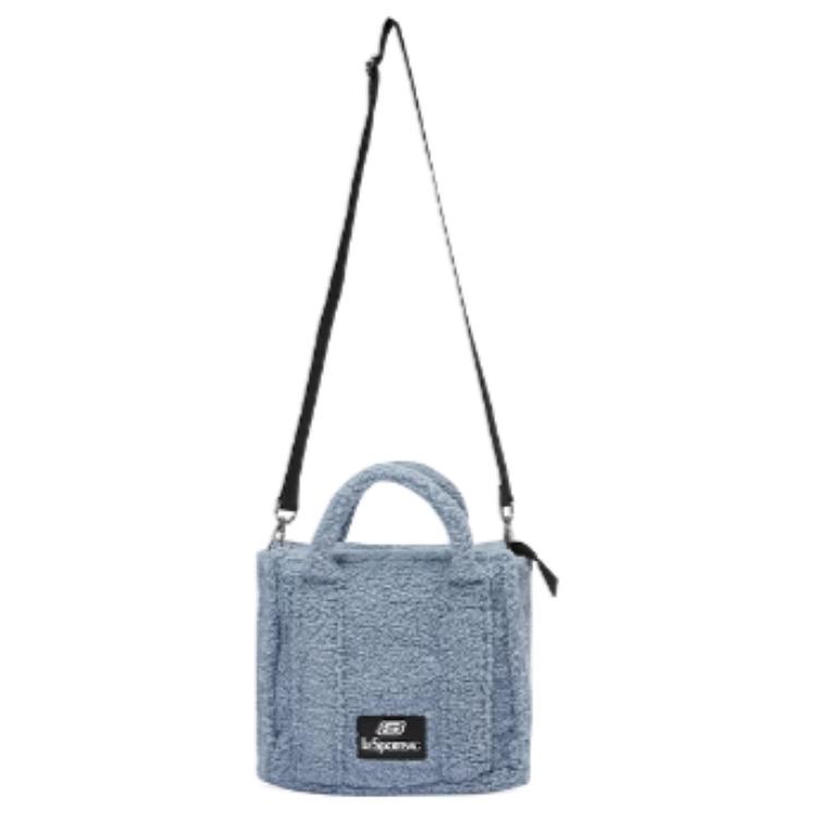 Skechers X LeSportsac Collaboration Adjustable Detachable Shoulder Strap Zipper Closure Crossbody Lambswool Tote Bag Unisex Tote Bag L422U198-030R Light Denim