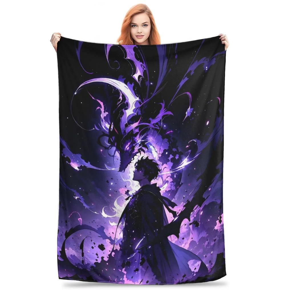 Solo S-ung Jin-woo Leveling Flannel Blanket Anime Novelty Throw Blankets for Home Hotel Sofa  200x150cm Quilt