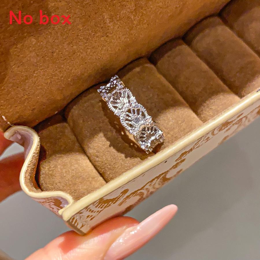 Copper Geometric Ring With Zirconia Double Layer Bamboo Style For Women StyleD