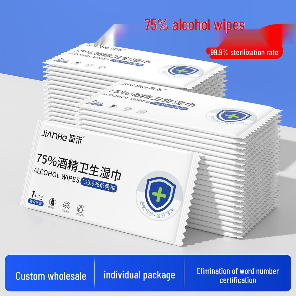Portable 75% Alcohol Disinfection Wipes for Students - Disposable, Sterilizing, Stand-up Pack