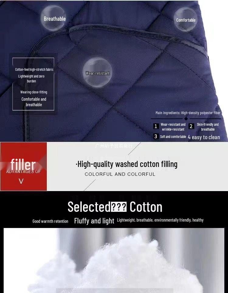 Herrväst i Plusstorlek av Bomull - Höst/Vintervärme med Sammetsfoder, Klassisk Ärmlös Stil för Medelålders Mode.