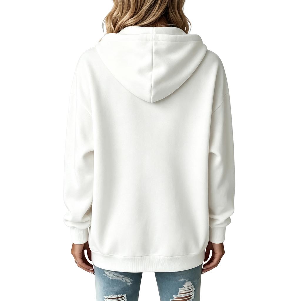 Damen-Hoodie mit halbem Reißverschluss, Kordelzugkapuze und Tasche für legere Alltagsmode
