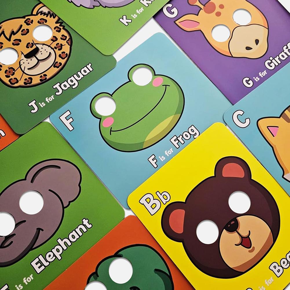 26 PCs Colorful Alphabet Mask Cards with Animal Masks Educational Learning Games Letter Cards for Toddler Preschool Learning