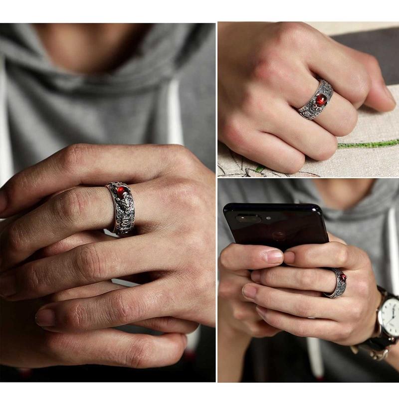 Personality Retro Silver Plated Six Word Truth Ring Gold for Toad Stamper Heart Sutra Ring Men Women Wealth Lucky Jewelr