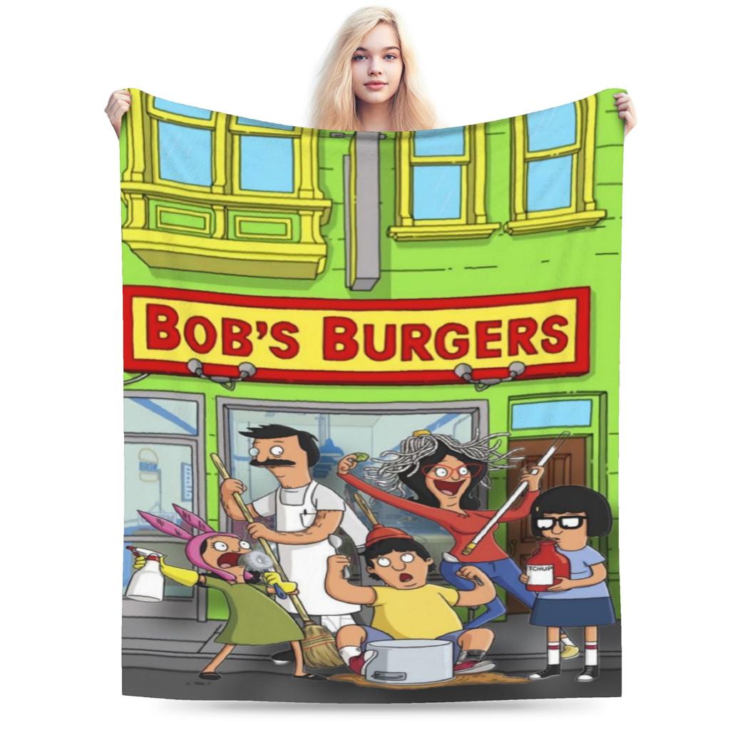 Gemütliche Bobs Lustige B-Burger Decke Merch Heimdeko Überwurfdecken Ultra-Weiches Fleece für Reisen