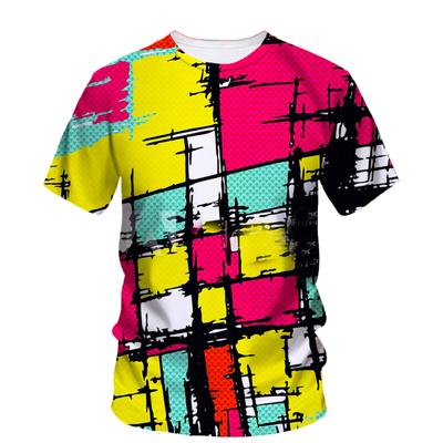 Elegante T-shirt da uomo con grafica Graffiti Art Estiva casual Hip hop Harajuku personalità stampata manica corta T-shirt top