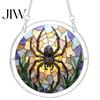 Halloween Party Hanging Props Acrylic Puzzle Window Suncatcher, Stained Glass Style Ornament Classroom Festive Wall Sign with Metal Chain, Decorative