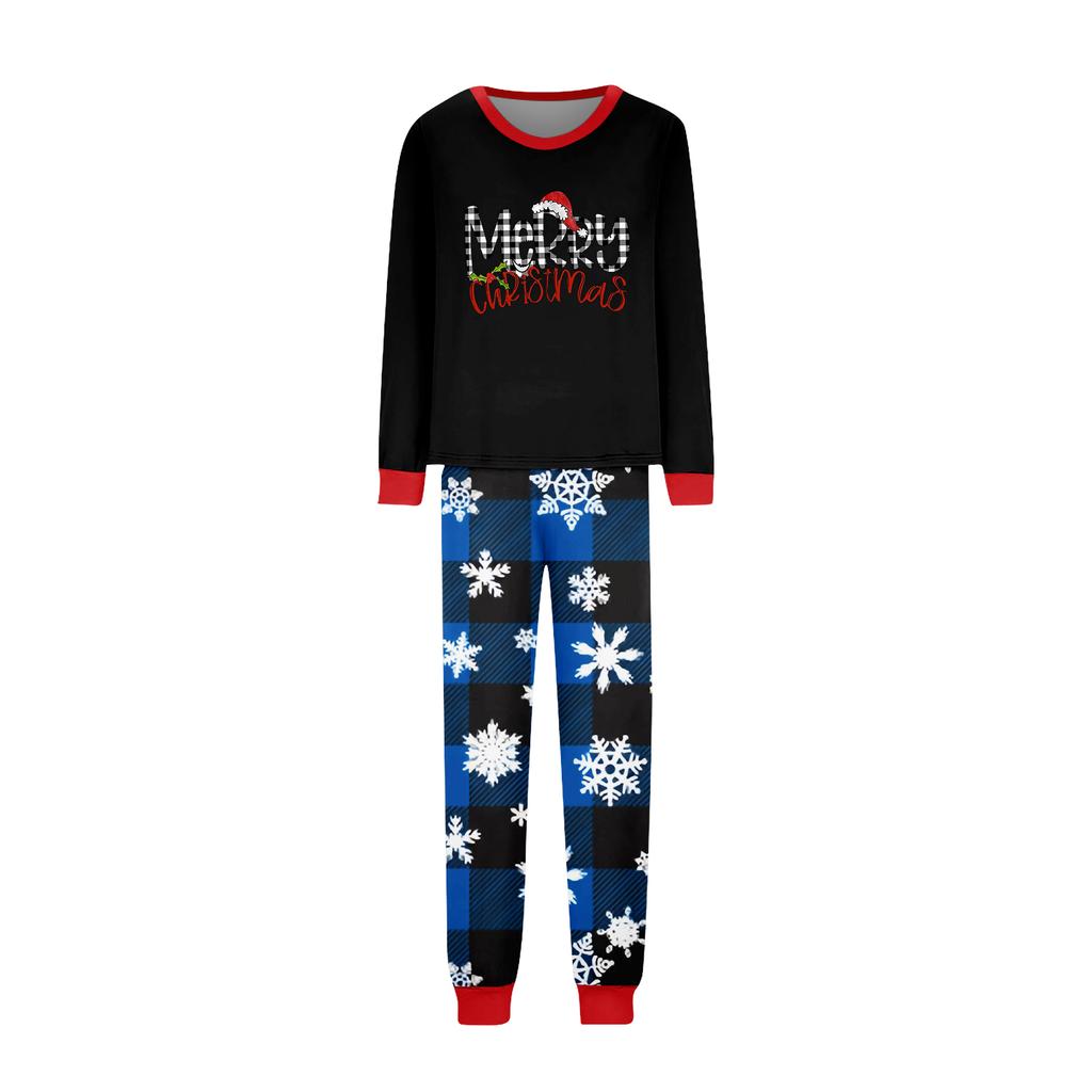 Christmas Print Crewneck Top and Plaid Pants Set, 2 Piece Holiday Outfit