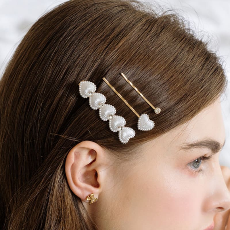 HAS HFS012 Twinkle heart pearl pin set