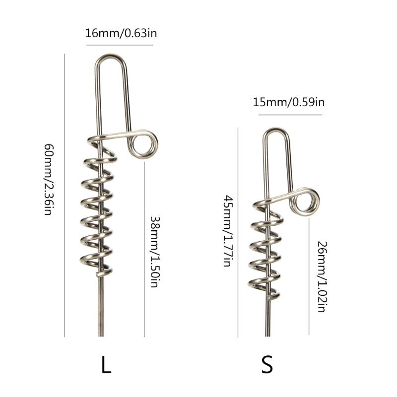 20Pcs Soft Fishing Lures Tools Worm Lures Spring Lock Pins Fixing Needle Tackle Soft Lures Pins Fishing Baits Connector