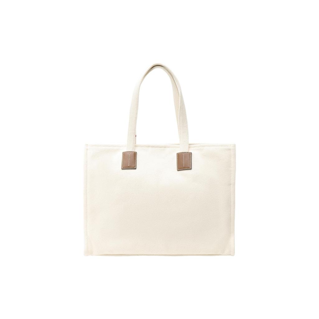 Bally French Commuter Logo Print Detail Fabric And Leather Tote Bag Women Tote Bags Off-White 6301346