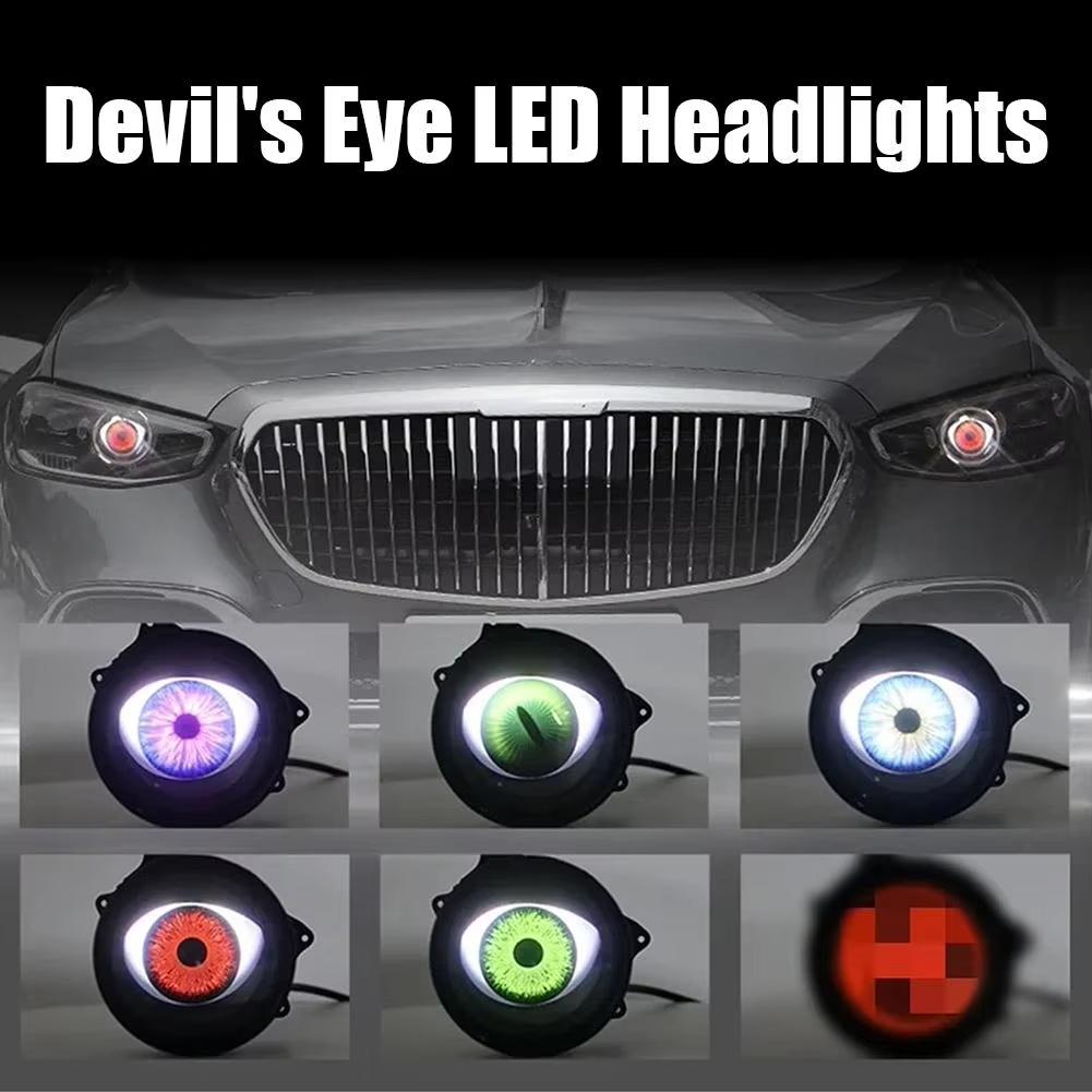 3 Inch Car Devil Eyes Lens Lights Dynamic Demon Headlight Assembly With Remote Control Car Retrofit Kits Auto Accessories