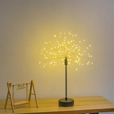 Mini Table Starburst Silver Lights Battery & USB Operated LED Christmas Starburst Firework Lamp for Xmas Party Home Decor