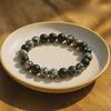 Snowflake Obsidian bracelet: Simple multi-faceted beaded Bohemian-style jewelry, black and white crystal anklets