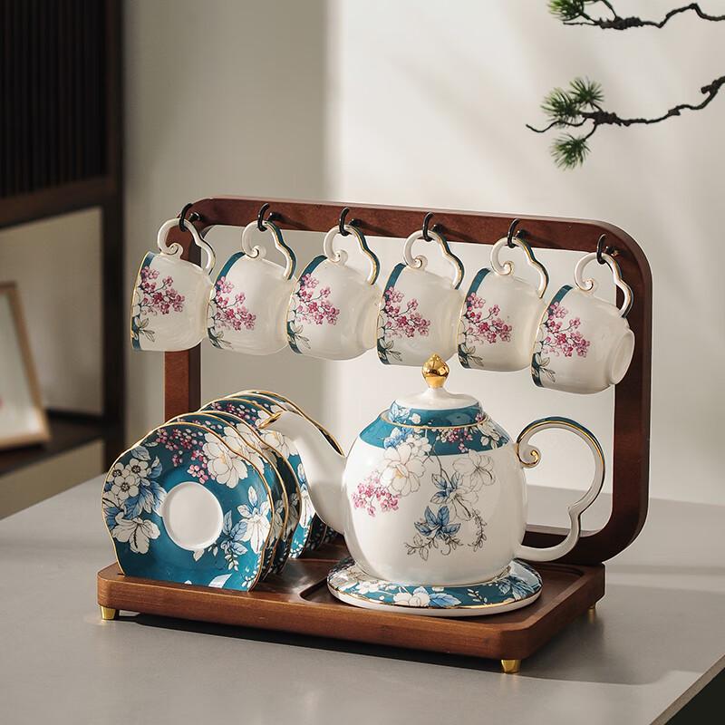 Naijiang Chinese Ceramic Tea Set with Rack