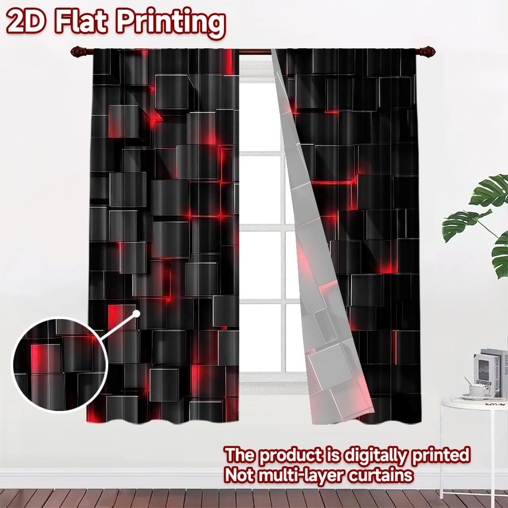2D flat Photography Backdrop Popular Scene Backdrop Black Cubes with Red 100% Polyester Birthday Party for Holiday