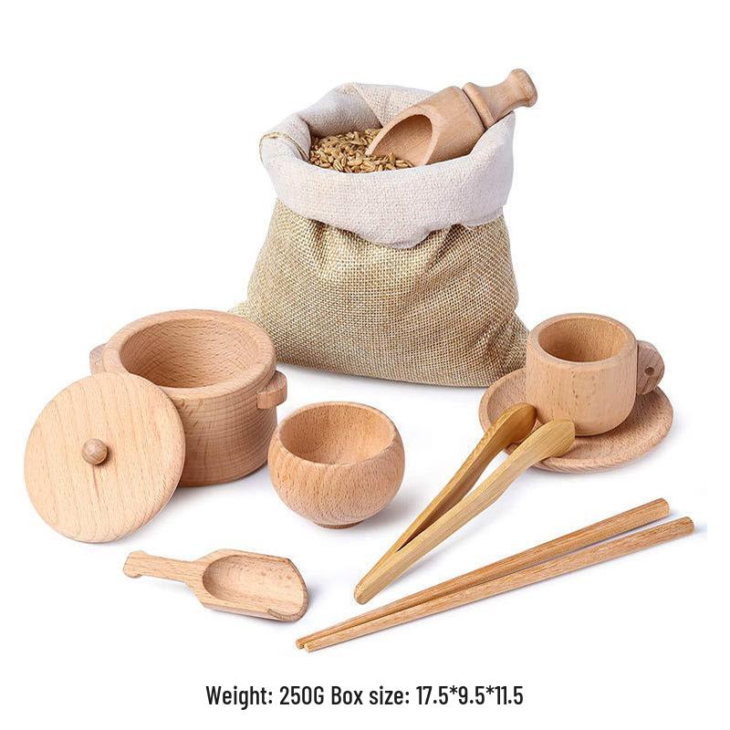 

Uplove Монтессори Сенсорный Деревянный Набор Посуды: Ложка и палочки для тренировки детского мозга через практическую деятельность.