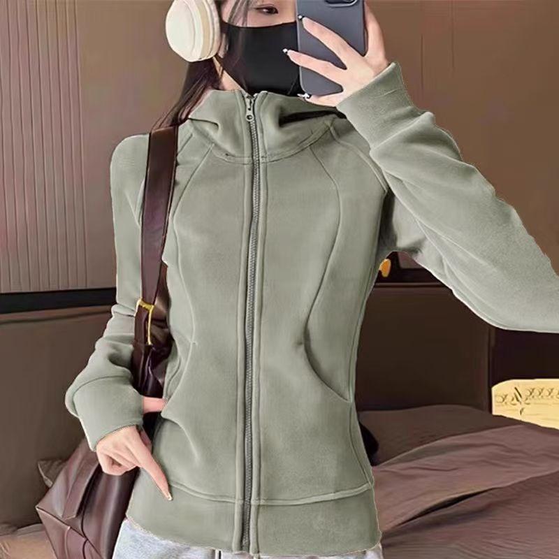 Autumn Updated Polar Fleece Sweatshirt Jacket for Women Spring and Autumn Fleece Jacket Waist-cinching Velvet Thickening Slim Fit