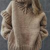 Women's Chunky Knit Fluffy High-Neck Sweater - Long-Sleeved Pullover