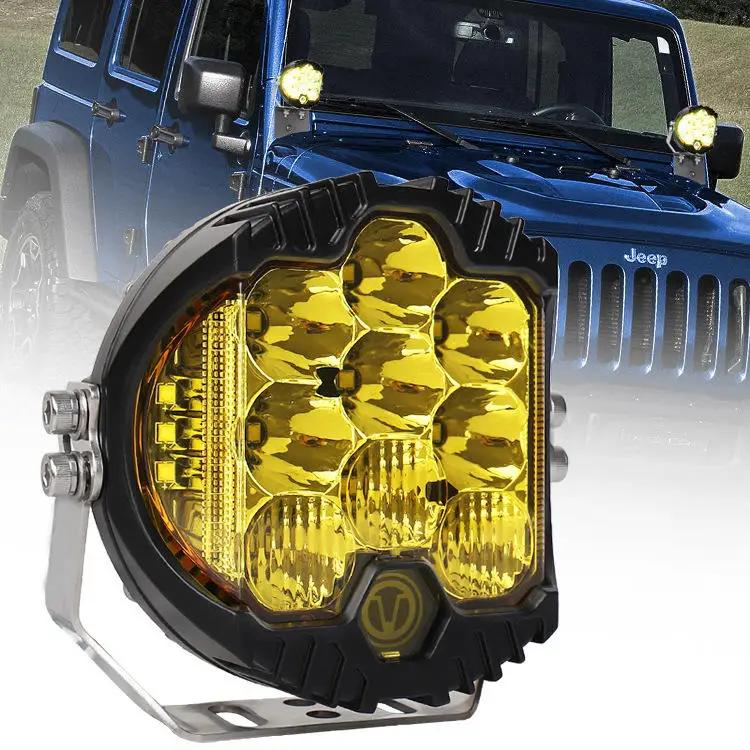 2024 LED three-side light-emitting working lamp fog driving light 5 inch 90w 6500k white yellow off road spot light 4x4 SUV