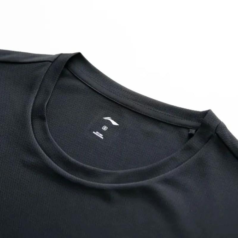 Li-Ning Solid Color Simple Short Sleeve T-Shirt And Comfortable Striped Shorts Casual Sports Suit Unisex Sets ATSV597-2+YAPV001-1