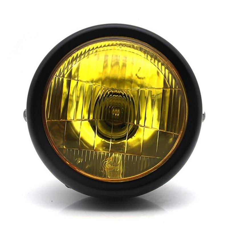 For Honda Cg125 Gn125 Cafe Racer Bobber  Motorcycle Front Headlight E4 Halogen Black Metal Retro Design