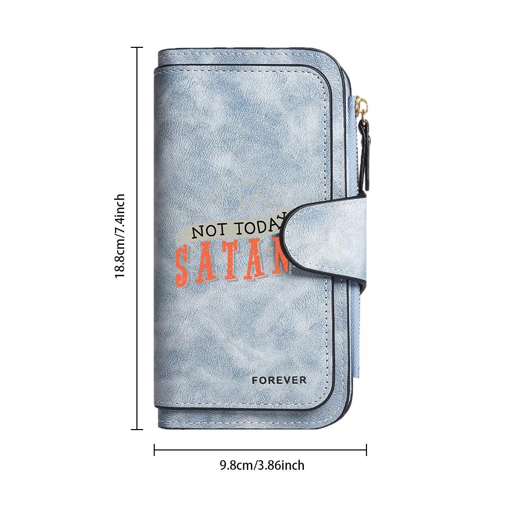 Not Today Satan Printed Long Multi-card Slot Leather Wallet Fashion Durable Portable Purse