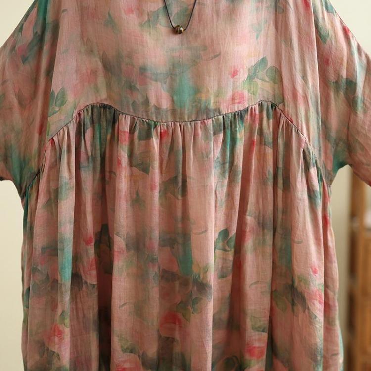 Vintage Floral Print Long Sleeve Maxi Dress for Women Plus Size Oversize Loose Casual Spring Basic Long Dress